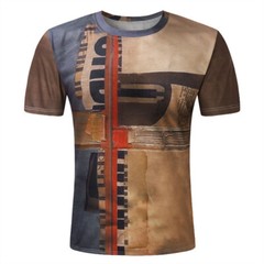 T-Shirt Mens Vintage Printed Short Sleeve Blouse Summer Casual Fitness Tops Tee