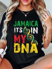 Jamaican Culture Flag Men Women Jamaica It’s In My DNA T-Shirt Round Neck Shor