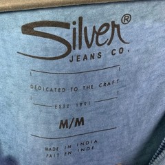 NEW Silver Jeans co Mens Blue Heathered Brand Logo T Shirt SZ M
