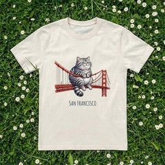 Funny Cat T-Shirt, Golden Gate Bridge Cat Design, Cute City Travel