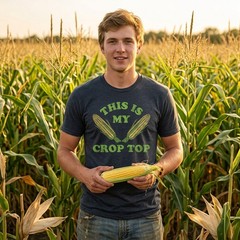 Mens This Is My Crop Top T Shirt Funny Farming Corn Crops Joke Tee for Guys