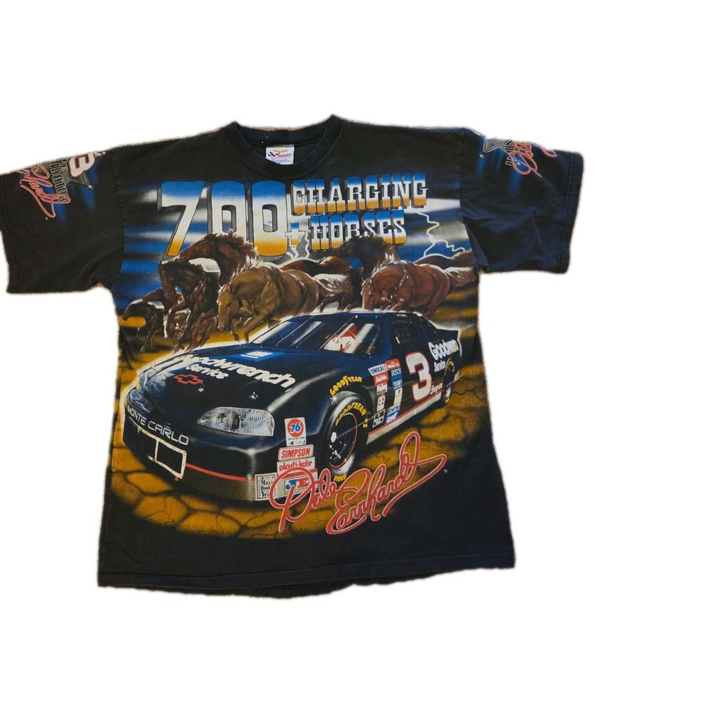 Vintage Dale Earnhardt T-Shirt 700 Charging Horses Chase 1997 AOP Unisex L Race