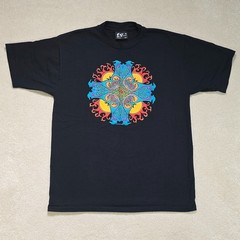 Vintage 90s Fashion Victim Courtney Davis Celtic Cross Shirt Large Black Art