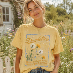 Vintage Dandelion Shirt Born To Live Free Botanical Graphic Tee Boho