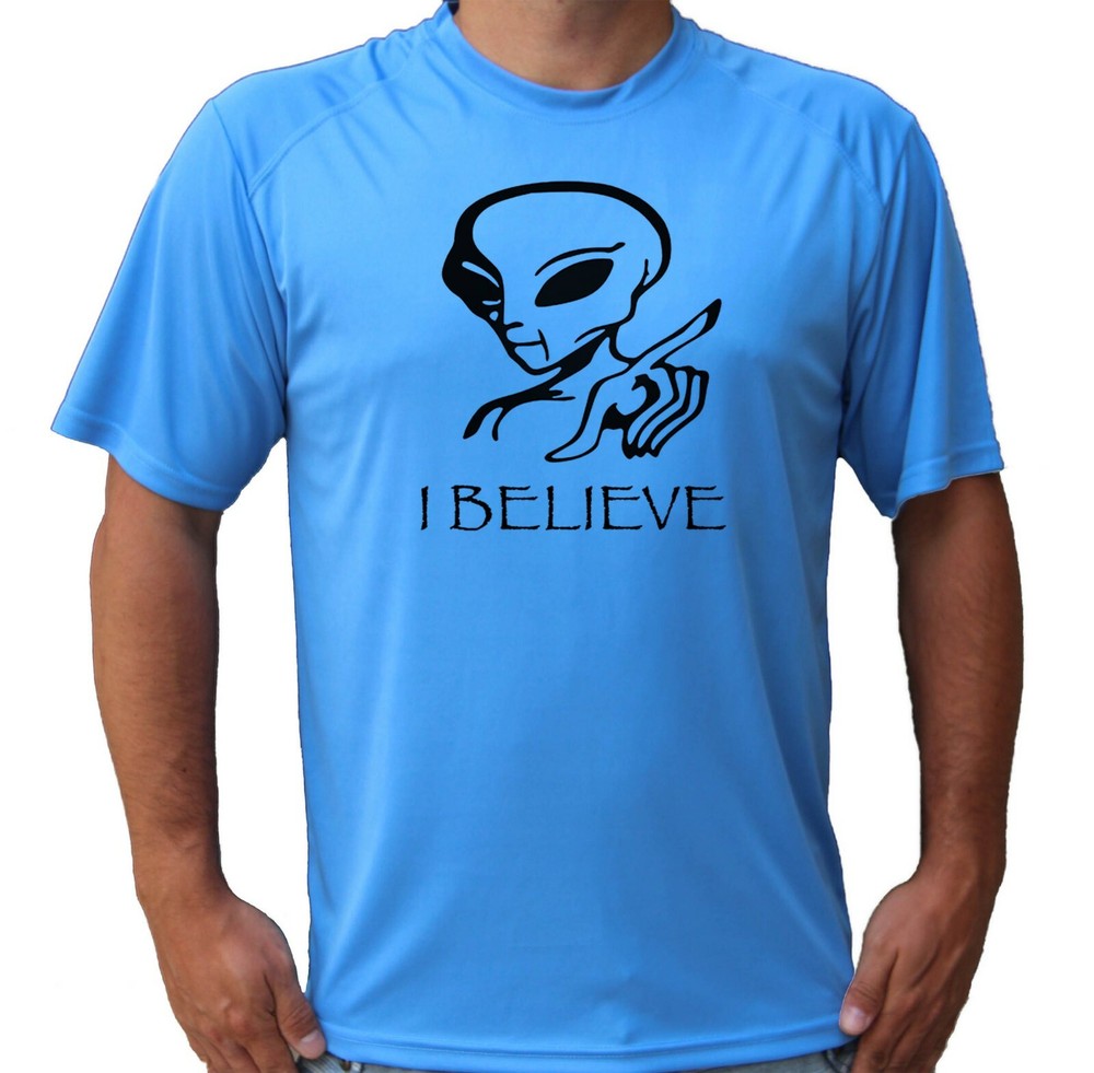 I Believe Aliens Alien Fun Hiking Fishing UPF 50 T-Shirt Sport Sun UV Protection