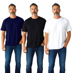 Mens T shirt Plain Essential 100% Cotton Short Sleeves Quality Solid Tee 3 Pack