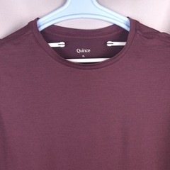 Quince Flowknit Breeze Performance Tee Mens XL Burgundy Crew Neck Buttery Soft