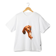 Dachshund Peekaboo T-Shirt – Unisex Cute Wiener Dog Cartoon Graphic Tee