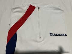 🔥DIADORA DIADRY MEN’S SHORT SLEEVE 1/4 ZIP T-SHIRT WHITE/RED/BLUE SIZE SMALL