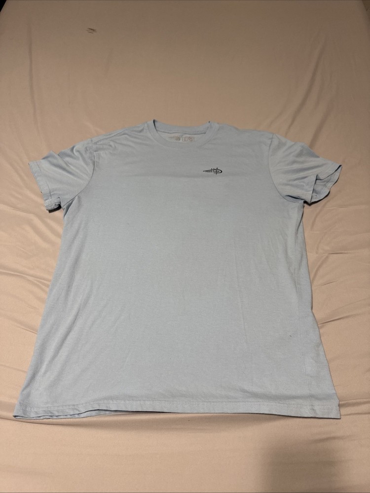 Reel Life Men’s Large T-Shirt Powder Blue Lightweight Graphic Fishing Tee