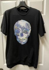 Sean John Men’s Medium Black Reversible Sequin Skull & I Am Limited Edition Tee