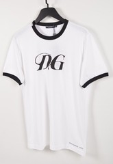 White T-Shirt XL Oversized Fit Contrast Collar Short Sleeve | Dolce & Gabbana
