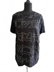 GUESS Men’s Black Logo Print T-Shirt, Size Large, 100% Cotton with Organic Blend