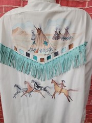 GIORGIO PATRINO Select BROADCLOTH TRIBAL INDIAN RARE GRAPHIC SHIRT XL/4-5 #C