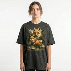 Red Fox Family Watercolor Splash Forest T-Shirt Wildlife Nature Lover Animal Tee