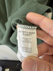 Burt’s Bees Baby Mens Medium Organic Cotton Henley Shirt Green Rib Knit Thermal