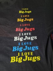 Vintage I Love Big Jugs T Shirt Size Small Adult Humor Funny Black (Fading)