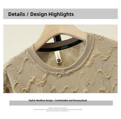 Men Luxury Fashion Trendy Diamond Ripped Hole Casual Summer Streetwear T-Shirt