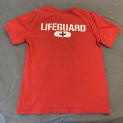Speedo Shirt Mens Medium Red Lifeguard Graphic Tee T-Shirt Tagless Beach