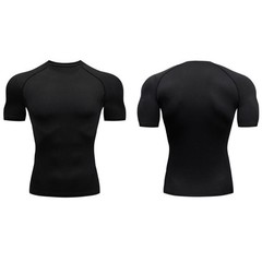 Quick Dry Round Neck Tight Top for Men Polyester for Gym Running Outdoor