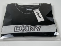 DKNY Sport Black/White Logo Stripe Crew Neck Short Sleeve T-Shirt Size S.
