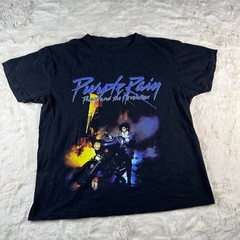Prince Purple Rain Mens Medium Black Graphic Crew Neck Short Sleeves T-Shirt