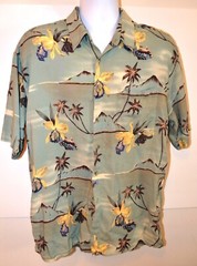 PIERRE CARDIN HAWAIIAN SHIRT PALM TREES FLOWERS & FISH SIZE XL