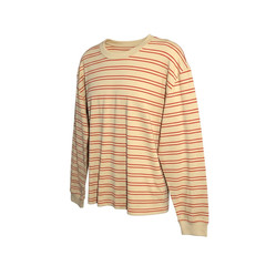 Mode of One Mens Long Sleeve Relaxed Fit Stripe TShirt in Cinnamon Brûlée size S