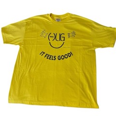 Vintage 1994 90s Yellow/Black Smiley Face Hug graphic shirt Single Stitch VTG