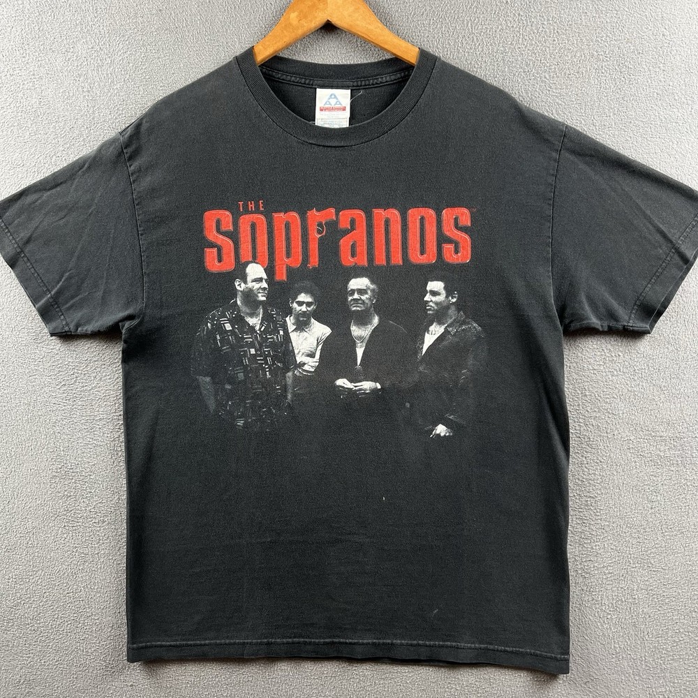 Vintage The Sopranos Shirt Mens Large Black HBO TV Show Promo Tony Soprano