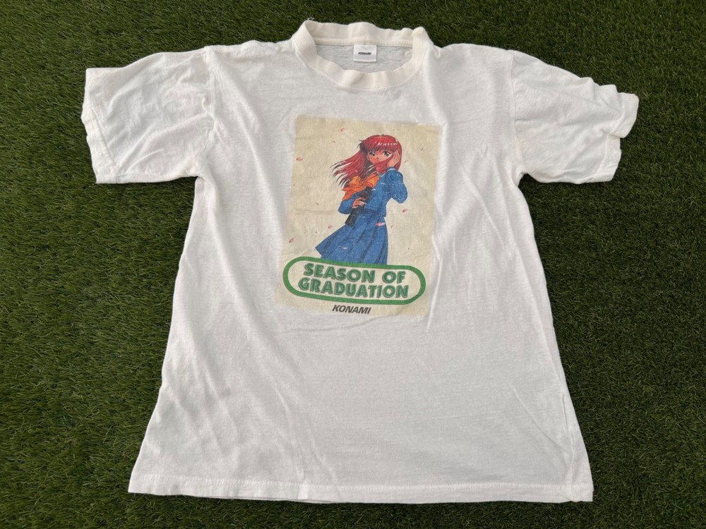 Vintage 90s Konami Anime Dating Video Game Season of Graduation Promo T-shirt