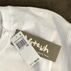 AGTAWH Mens T-Shirt Size 2XL 100% Cotton Peace Sign Embroidered Tee White/Orange