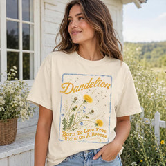 Vintage Dandelion Shirt Born To Live Free Botanical Graphic Tee Boho