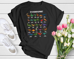 Dinosaurs T-shirt Dinosaurs Types Alphabet ABC Dino A-Z Education Graphic Tee