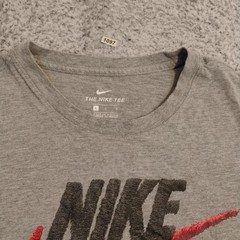 Nike The Nike Tee Shirt Mens Large Gray Red Swoosh Embroidered Logo Graphic