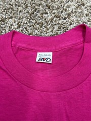 Vintage 90s BVD Pocket T Shirt Hot Pink Men Size XXL Single Stitch Made In USA