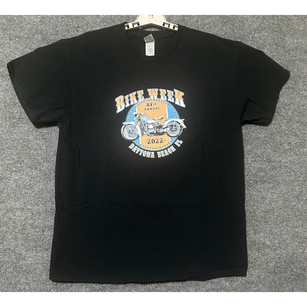 Mens Black Bike Week Daytona Beach FL 2022 T Shirt Motorcycle Event Size Large