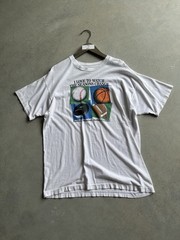 90s white sports graphic tee Single Stitch
