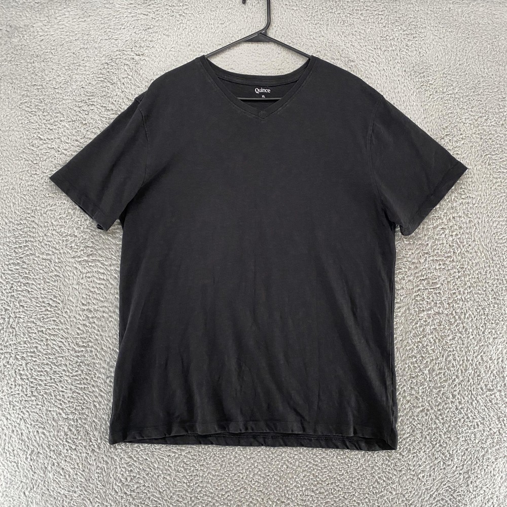Quince Shirt Mens XL Black V-Neck 100% Organic Cotton Soft Solid Casual Tee