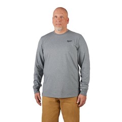 Milwaukee Men’s Large Gray Cotton/Polyester Long-Sleeve Hybrid Work T-Shirt