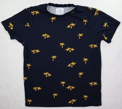 Denim & Flower Shirt Mens Large Navy Allover Palm Tree Graphic Tropical Tee