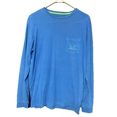 Vineyard Vines Men’s Small Long Sleeve T Shirt Blue with Bright Green Whale Logo