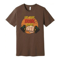 Eat Sleep Train Repeat Unisex Fitness Graphic T Shirt For Gym And Workout Cotton