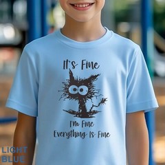 It’s Fine I’m Fine Everything Is Fine Shirt, Cute Black Cat Tee, , 202826