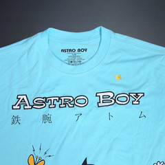 ASTRO BOY TEZUKA PRODUCTIONS LIGHT BLUE+FLOWERS EMBROIDERED GRAPHIC T-SHIRT LRG