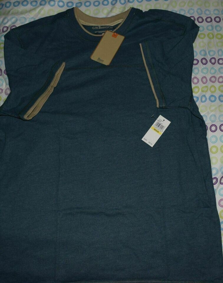 G.H. Bass & Co. Men’s Piece Heathered T Shirt Indian Teal Heather Size Medium 👍
