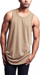 Men Solid Color Curved Hem Long Length Tank Top – Perfect for Summer Casual Wear