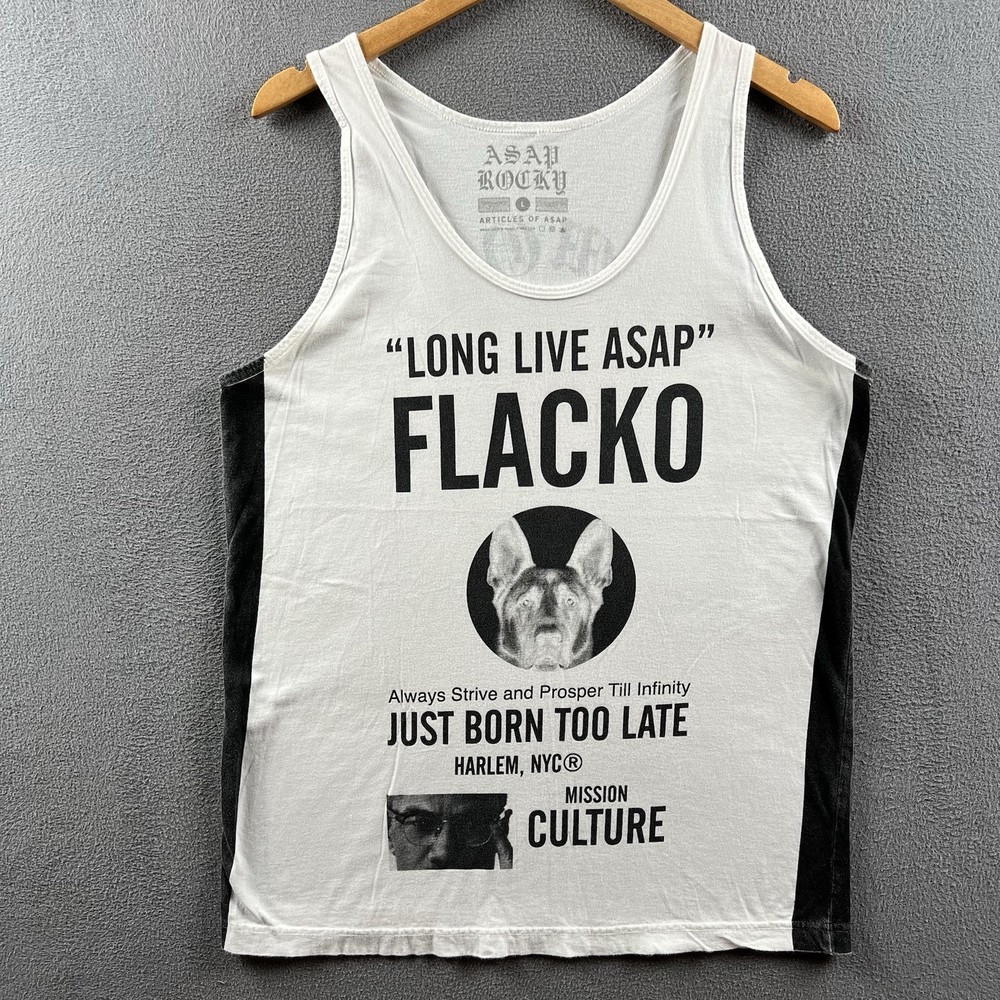 Asap Rocky Shirt Mens Large White Black Diamonds Tour Flacko Tank Top Sleeveless