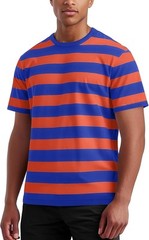 Mens Short Sleeve Striped T Shirt Casual Cotton Stretch Tee for Summer Layering