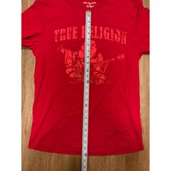 True Religion Mens Red Metallic Foil Buddha World Tour Graphic T-Shirt Size M